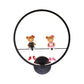 Zeitgenössische schwarze Wandleuchte Ring Metall Wandlampe mit Puppendeko für Kinderzimmer