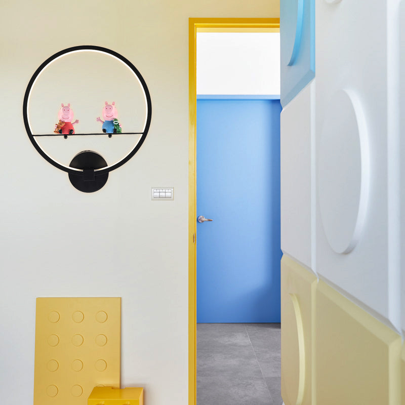 Frendorf | Contemporary Zwarte Wandlamp Ring Metaal Sconces Licht met Pop Deco voor Kinderkamer