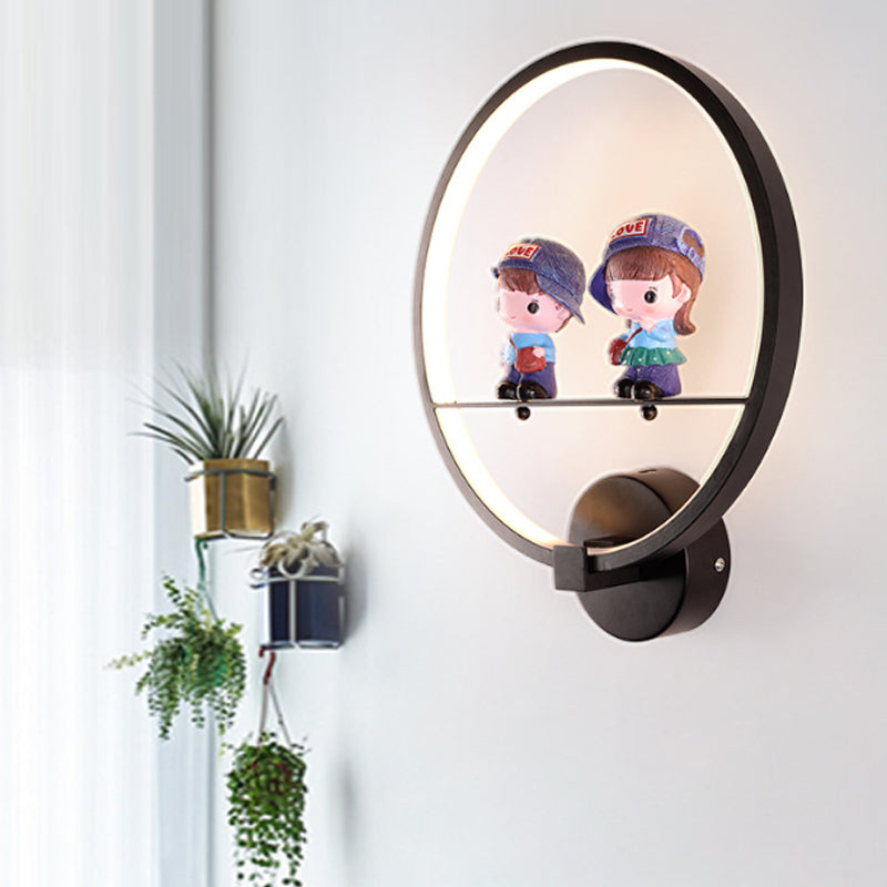 Frendorf | Contemporary Zwarte Wandlamp Ring Metaal Sconces Licht met Pop Deco voor Kinderkamer