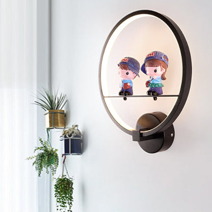 Frendorf | Contemporary Zwarte Wandlamp Ring Metaal Sconces Licht met Pop Deco voor Kinderkamer