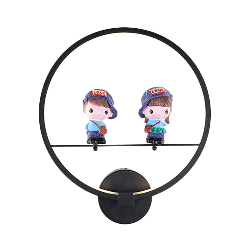 Frendorf | Contemporary Zwarte Wandlamp Ring Metaal Sconces Licht met Pop Deco voor Kinderkamer