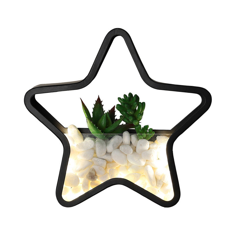 Frendorf | Kunstmatige Succulent Planten Wandlamp Metalen Steen Moderne Creatieve Wandlamp in Zwart voor Slaapkamer
