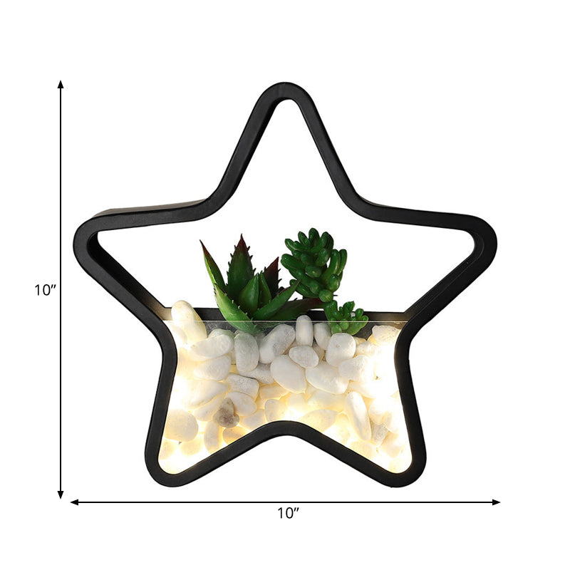 Frendorf | Kunstmatige Succulent Planten Wandlamp Metalen Steen Moderne Creatieve Wandlamp in Zwart voor Slaapkamer