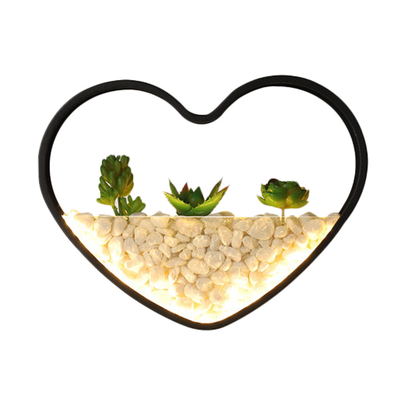 Frendorf | Kunstmatige Succulent Planten Wandlamp Metalen Steen Moderne Creatieve Wandlamp in Zwart voor Slaapkamer