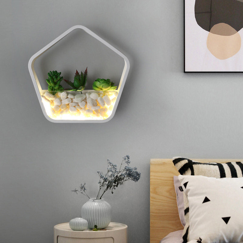 Kinderzimmer Falsche Sukkulente Wandlampe Metall Stein Zeitgenössisch Weiße Wandleuchte Lampe
