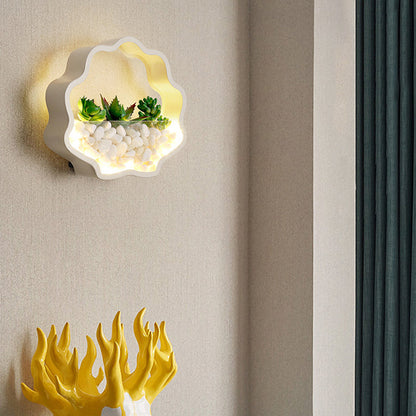 Kinderzimmer Fake Sukkulente Wandlampe Metall Stein Zeitgenössisch Weiß Wandleuchte
