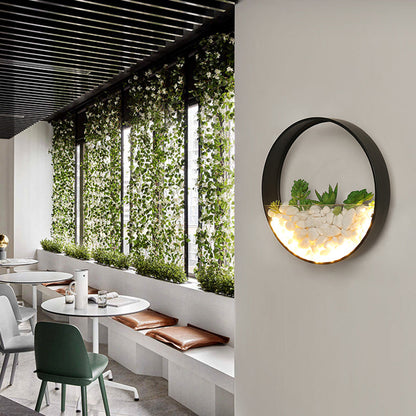 Frendorf | Mooie Big O Wandlamp Acryl Sconceslamp met Nepsucculent & Steen voor Woonkamer Slaapkamer