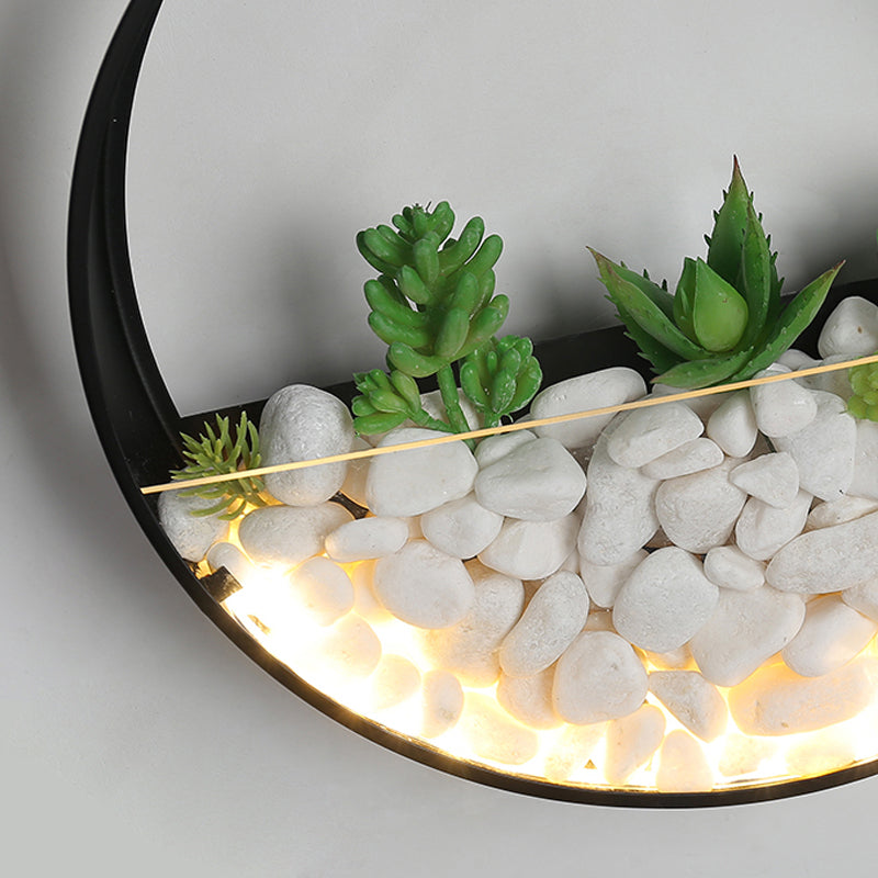 Frendorf | Mooie Big O Wandlamp Acryl Sconceslamp met Nepsucculent & Steen voor Woonkamer Slaapkamer