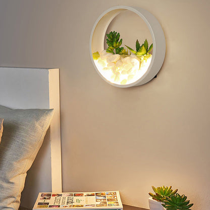Frendorf | Mooie Big O Wandlamp Acryl Sconceslamp met Nepsucculent & Steen voor Woonkamer Slaapkamer