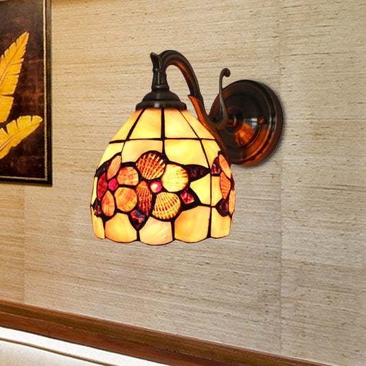 Frendorf | Rustikale Stil Petal Wandlampe 1 Licht Buntglas Wandlampe in Orange für Schlafzimmer
