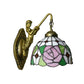 Frendorf | Tiffany 1 Hoofdmontage Licht Roze/Groen-Roze Kom Wandlamp met Geel Kleurig Glas en Zeemeermin Achterplaat