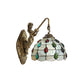 Frendorf | Beaded Wandleuchte Tiffany Beige Glas 1 Kopf Messing Wandmontage Licht mit Meerjungfrau Rückplatte