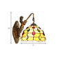 Frendorf | Beaded Wandleuchte Tiffany Beige Glas 1 Kopf Messing Wandmontage Licht mit Meerjungfrau Rückplatte