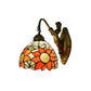 Frendorf | 1 Kopf Flur Wandmontierte Licht Tiffany Orange Wandlampe mit Sonnenblume Buntglasschirm
