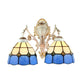 Frendorf | 2 Lichten Dome Shade Wandverlichting Lodge Geconfectioneerd Glas Wandarmatuur Licht in Blauw voor Gang