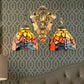 Frendorf | 2 Heads Dome Sconce Verlichting Tiffany Messing/Wit Gezuurd Glas Wandmontage Licht met Libellepatroon