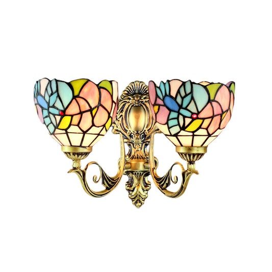 Frendorf | Wandlamp Kom Rustiek Gehard Glas 2 Koppen Wandarmatuur Licht met Kunstpatroon voor Eetkamer