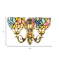 Frendorf | Wandlamp Kom Rustiek Gehard Glas 2 Koppen Wandarmatuur Licht met Kunstpatroon voor Eetkamer