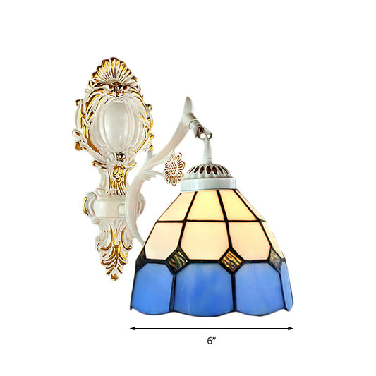 Frendorf | 1 Licht Kuppelvormige Wandverlichting Retro Stijl Gevlochten Glas Wandlamp in Witte Afwerking voor Hal
