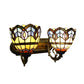 Frendorf | Vintage Bowl Wandarmatur Licht Buntglas 2 Lichter Wandlampe Armatur für Schlafzimmerbeleuchtung