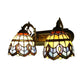 Frendorf | Vintage Bowl Wandarmatur Licht Buntglas 2 Lichter Wandlampe Armatur für Schlafzimmerbeleuchtung