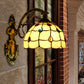 Frendorf | Gelbe Wandlicht Tiffany Buntglas 1 Licht Schmuck Wandlampe mit Schalen-Schirm