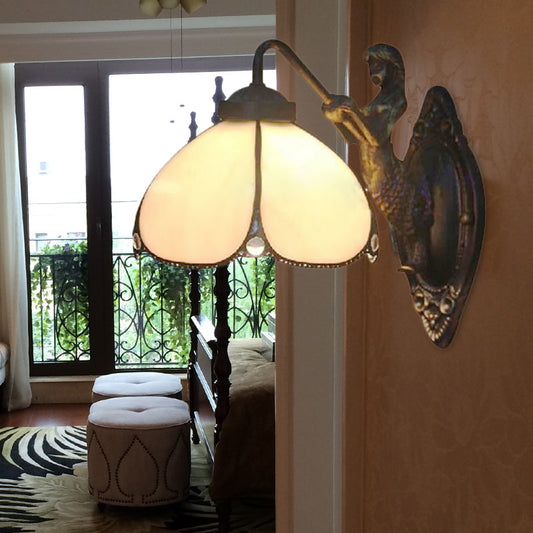 Frendorf | Petal Wandlamp Fixture Tiffany Beige Glas 1 Hoofds chandelier Licht met Zeemeermin Decoratie voor Gang
