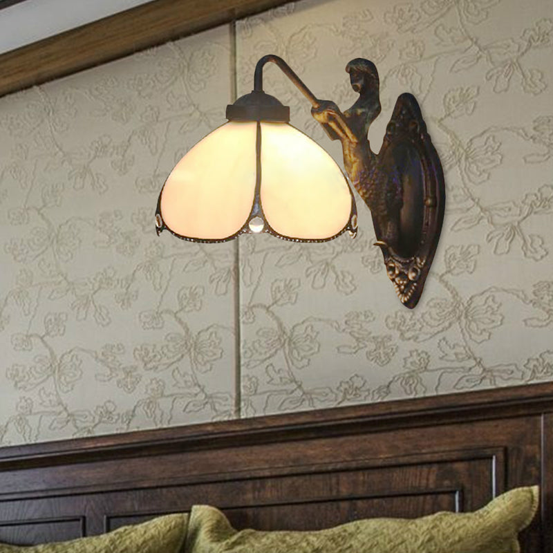 Frendorf | Petal Wandlamp Fixture Tiffany Beige Glas 1 Hoofds chandelier Licht met Zeemeermin Decoratie voor Gang