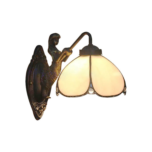 Frendorf | Petal Wandlamp Fixture Tiffany Beige Glas 1 Hoofds chandelier Licht met Zeemeermin Decoratie voor Gang