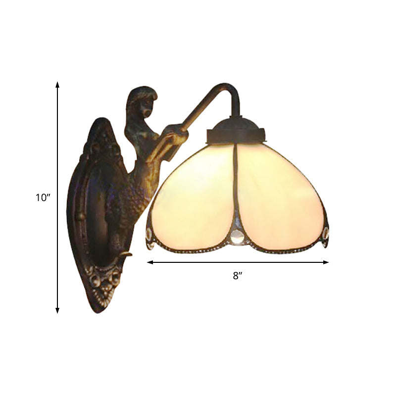 Frendorf | Petal Wandlamp Fixture Tiffany Beige Glas 1 Hoofds chandelier Licht met Zeemeermin Decoratie voor Gang
