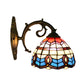 Frendorf | Blaue Schalenleuchte Wandlampe Retro Buntglas 1 Licht Wandmontageleuchte