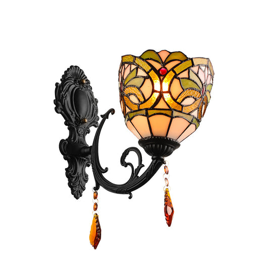 Frendorf | Lodge Bowl Shade Wandlamp Verlichting Armatuur Gekleurd Glas 1-Lichts Crystal Verlichting Armatuur