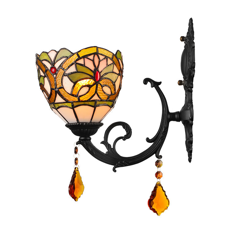 Frendorf | Lodge Bowl Shade Wandlamp Verlichting Armatuur Gekleurd Glas 1-Lichts Crystal Verlichting Armatuur