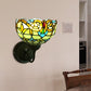 Frendorf | Barokke Kom Wandlamp 1 Hoofd Geel/blauw Glas Muur Mounted Licht met Bloem Patroon