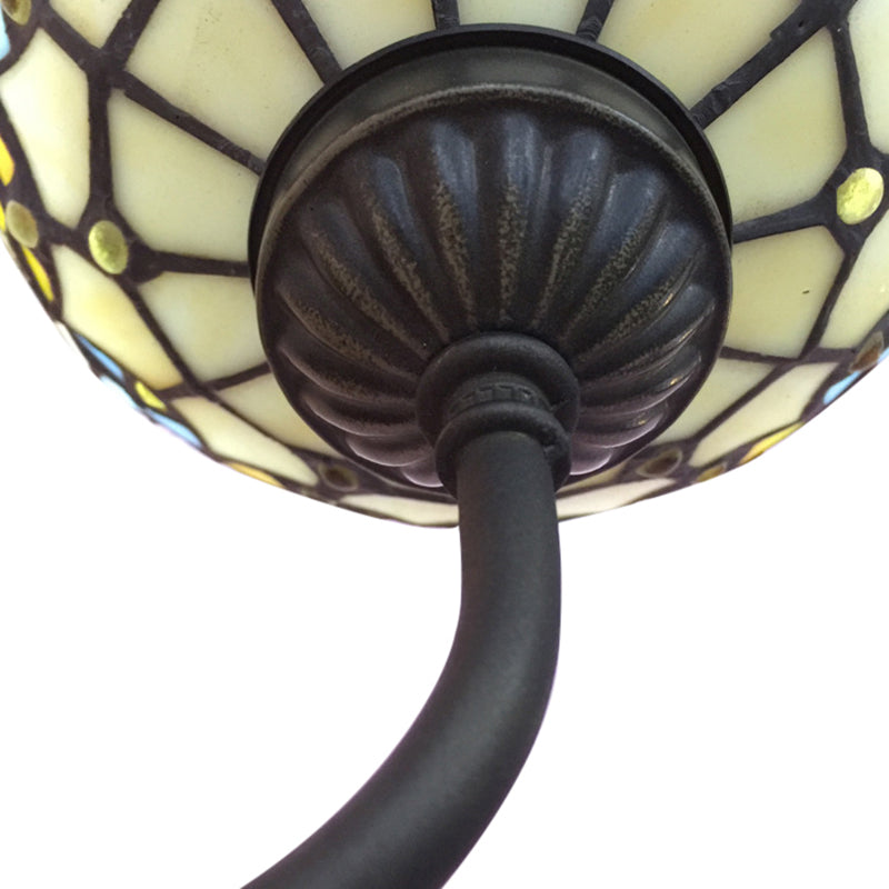 Frendorf | Barokke Kom Wandlamp 1 Hoofd Geel/blauw Glas Muur Mounted Licht met Bloem Patroon