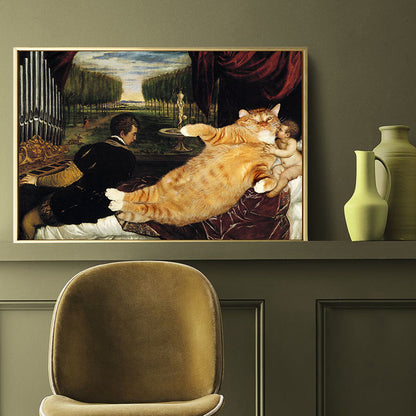 Frendorf | Mixed Media Katzen Spoof Leinwand Wandkunst für das Wohnzimmer, Mehrere Größen verfügbar