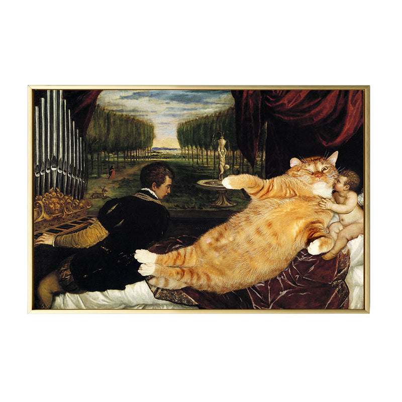 Frendorf | Mixed Media Katzen Spoof Leinwand Wandkunst für das Wohnzimmer, Mehrere Größen verfügbar