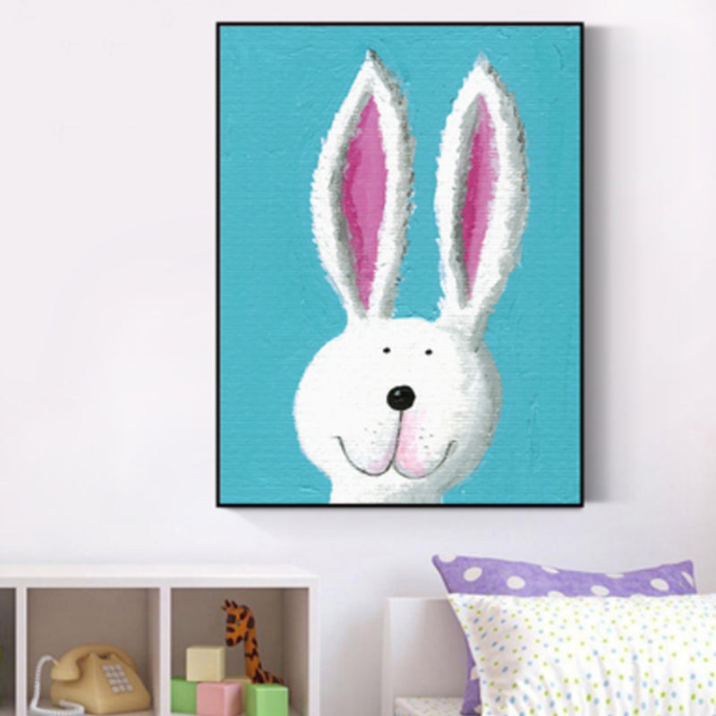 Pastellfarben Cartoon Tier Leinwand Texturiert Kinder Stil Haus Innen Wand Kunst Druck