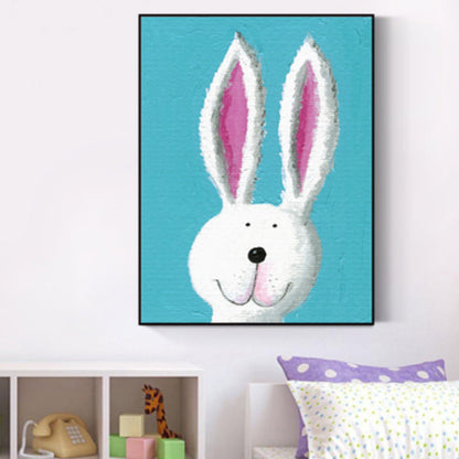 Pastellfarben Cartoon Tier Leinwand Texturiert Kinder Stil Haus Innen Wand Kunst Druck