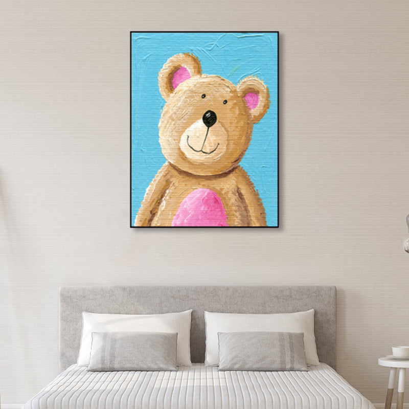 Pastellfarben Cartoon Tier Leinwand Texturiert Kinder Stil Haus Innen Wand Kunst Druck