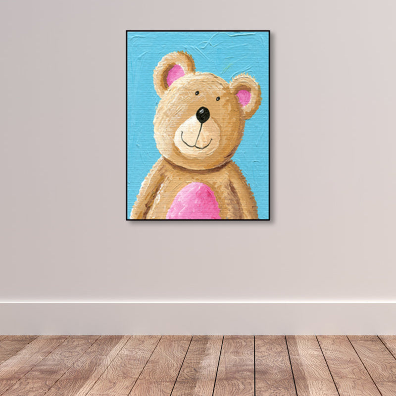 Pastellfarben Cartoon Tier Leinwand Texturiert Kinder Stil Haus Innen Wand Kunst Druck
