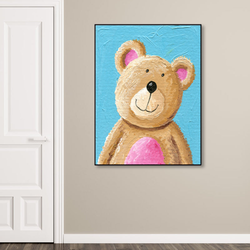 Pastellfarben Cartoon Tier Leinwand Texturiert Kinder Stil Haus Innen Wand Kunst Druck