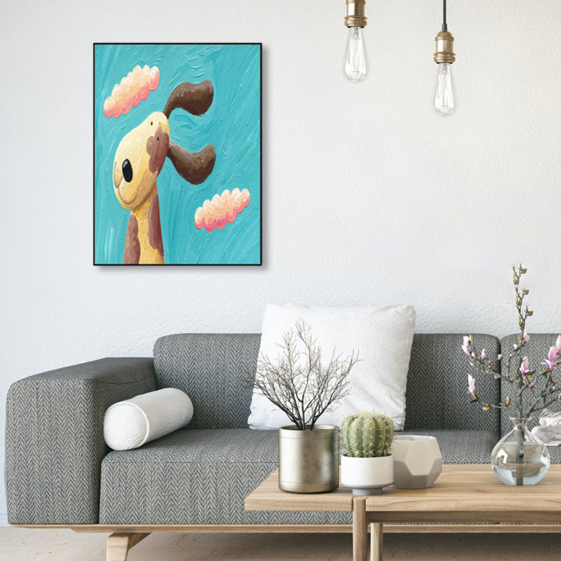Pastellfarben Cartoon Tier Leinwand Texturiert Kinder Stil Haus Innen Wand Kunst Druck