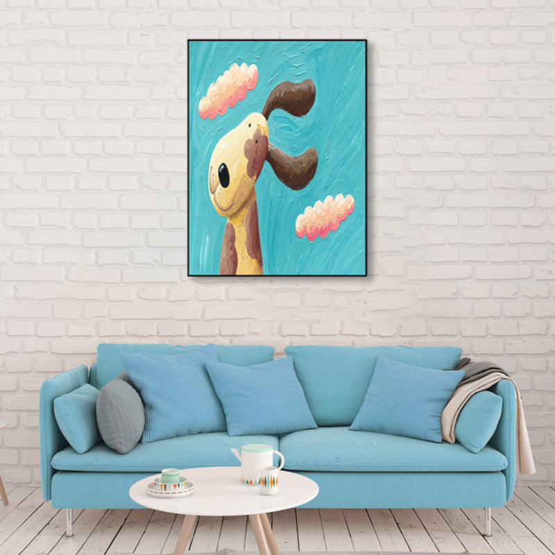 Pastellfarben Cartoon Tier Leinwand Texturiert Kinder Stil Haus Innen Wand Kunst Druck