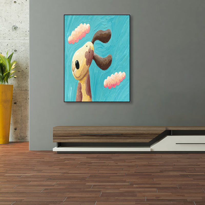 Pastellfarben Cartoon Tier Leinwand Texturiert Kinder Stil Haus Innen Wand Kunst Druck