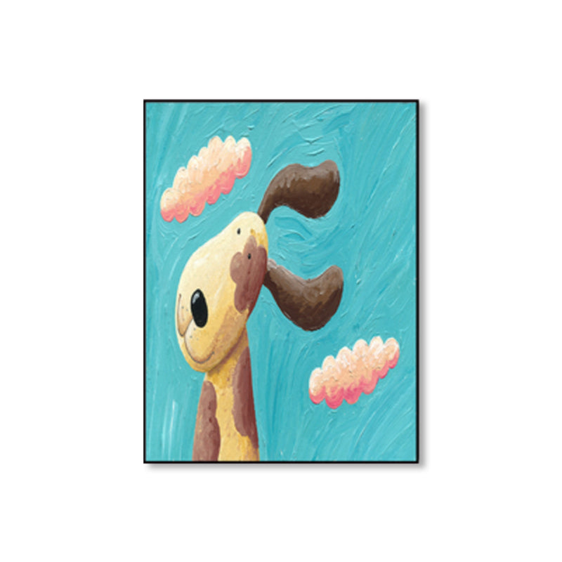 Pastellfarben Cartoon Tier Leinwand Texturiert Kinder Stil Haus Innen Wand Kunst Druck