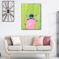 Pastellfarben Cartoon Tier Leinwand Texturiert Kinder Stil Haus Innen Wand Kunst Druck