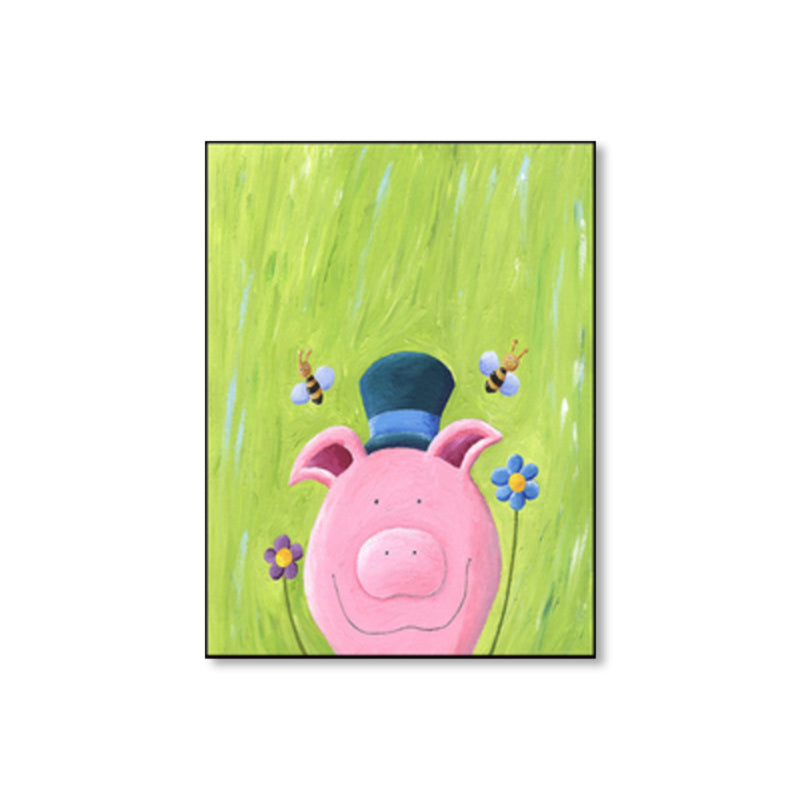 Pastellfarben Cartoon Tier Leinwand Texturiert Kinder Stil Haus Innen Wand Kunst Druck
