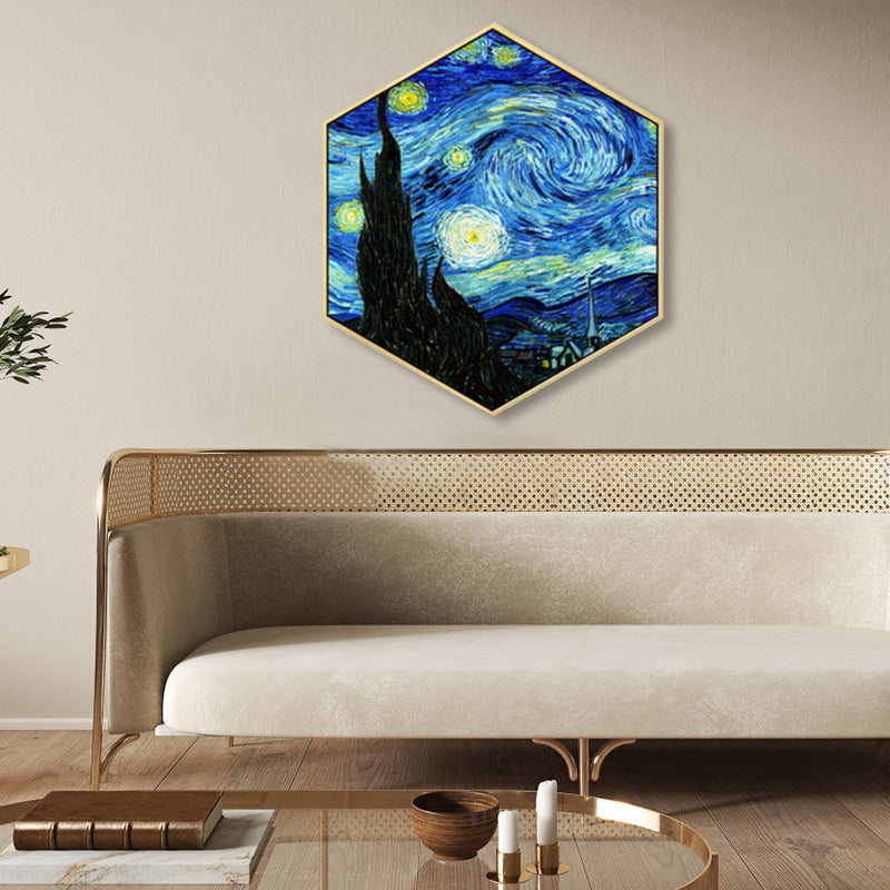 Frendorf | Blaue Sternenklare Nacht Himmel Leinwand Texturiertes Impressionismus Jungen Schlafzimmer Wanddekoration, Mehrere Größen