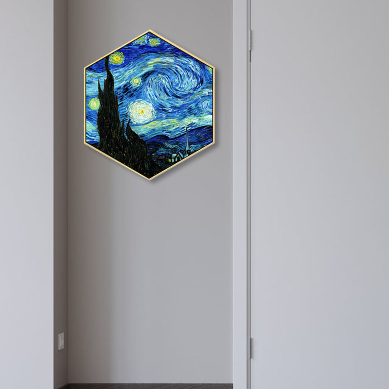 Frendorf | Blaue Sternenklare Nacht Himmel Leinwand Texturiertes Impressionismus Jungen Schlafzimmer Wanddekoration, Mehrere Größen